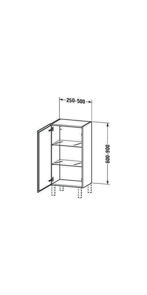 Duravit Halbhochschrank INDIVIDUAL L-CUBE 250/500 x 200/363 x 600/900 mm Anschlag links flannel grey hochglanz