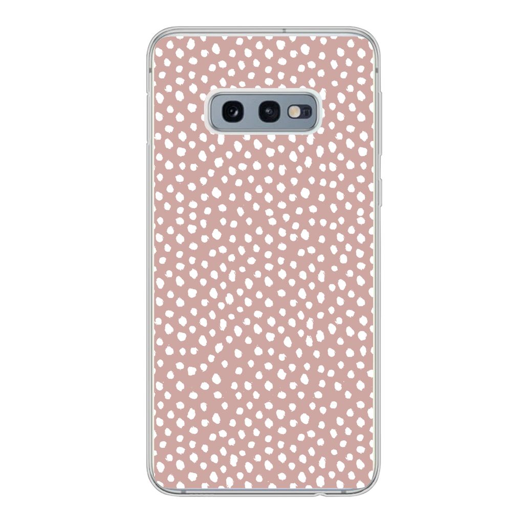 MuchoWow Handyhülle Schutzhülle Hülle für Samsung Galaxy S10e Polka dots - Weiß - Rosa Silikon Softcase Handy Hülle - Handy