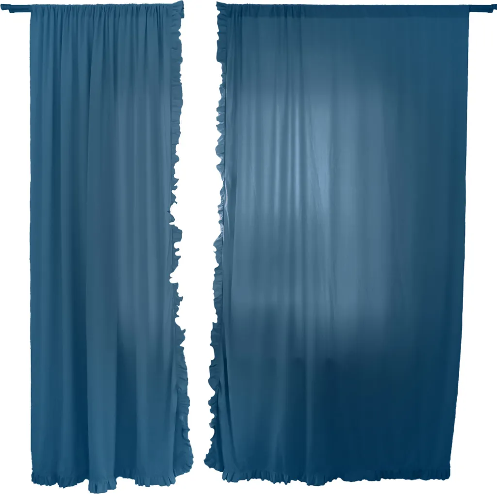 Habillage de fenêtre rideau à volants vert émeraude 150x250 chambre