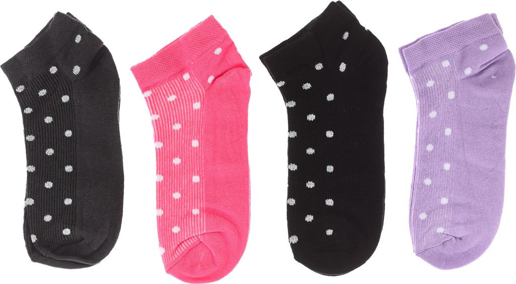 OX 4er-Pack Damen-Söckchen, Damen-Kurzsocken, Baumwolle, bedruckt.