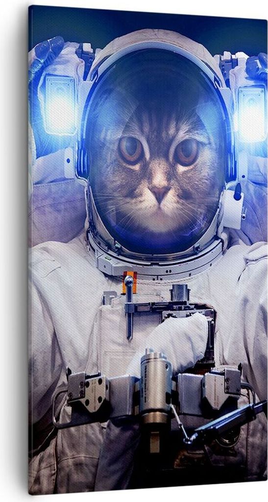 Bild auf Leinwand - Leinwandbild - Kosmonaut Katze - 55x100cm - Wand Bild - Wanddeko - Wandbilder - Leinwanddruck - Bilder - Kunstdruck - Wanddekor...