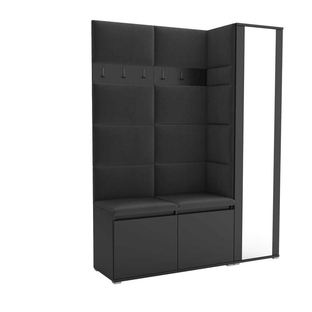 Garderobe LUTON 7 BLACK 16 - Farbe: schwarz, moderne Produktbild 