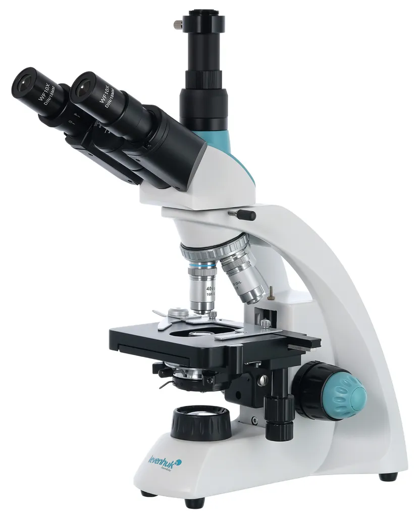 Microscope trinoculaire Levenhuk 500T avec éclairage halogène réglable