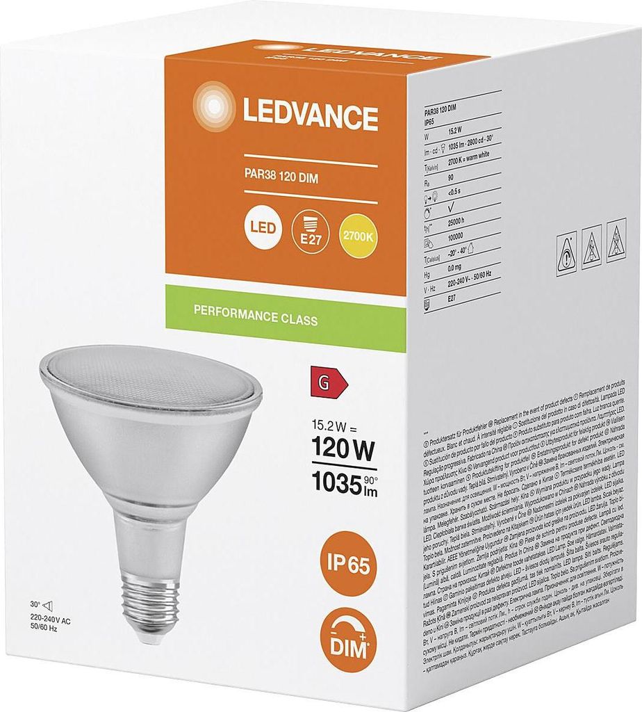 LEDV LED Reflektor 15,2-120W/927 dimmbar PAR38 E27 30° Produktbild 
