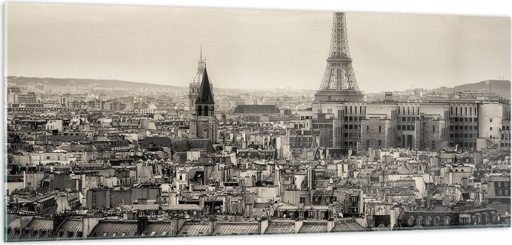 Bilder auf glas - Paris Stadt Zuhause - 100x40cm - Glasbilder - Wandbilder - Kunstdruck - zum Aufhängen bereit - Wanddekoration aus Glas - Glas Bi...