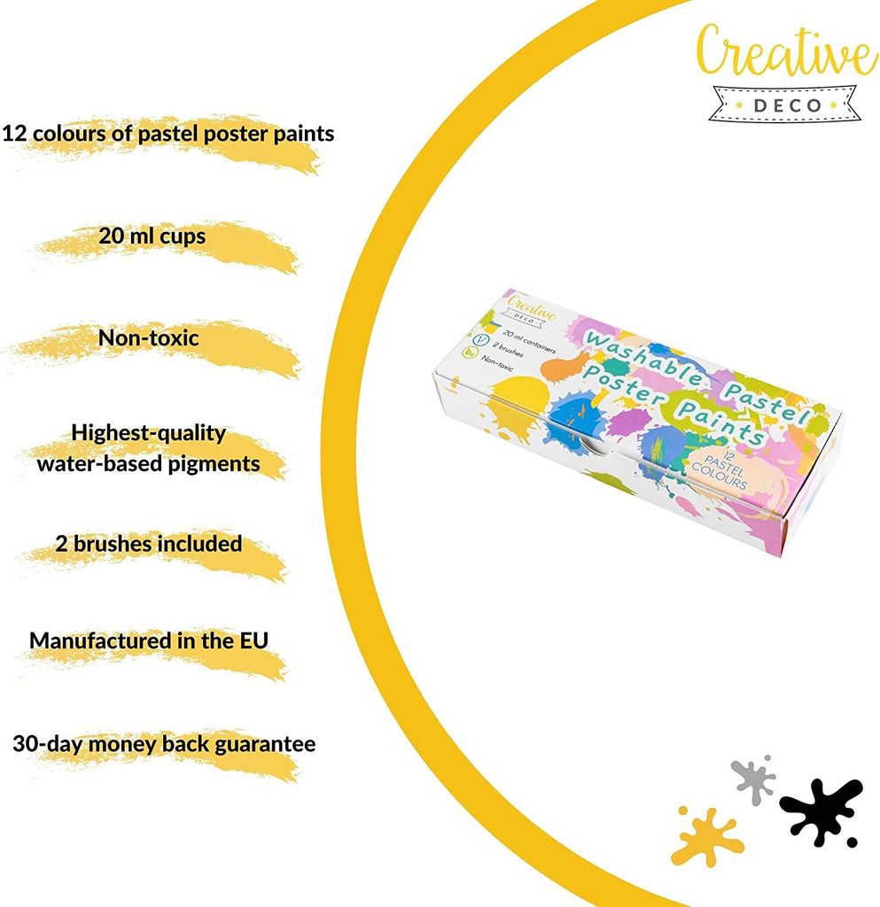 Creative Deco Pastelové Prstové Barvy Netoxické Plakátové Obrázek produktu 3
