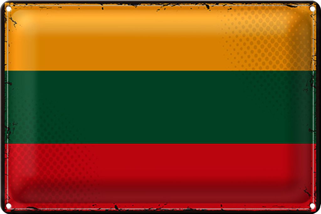 Blechschild Flagge Litauen 40x30cm Retro Flag of Lithuania