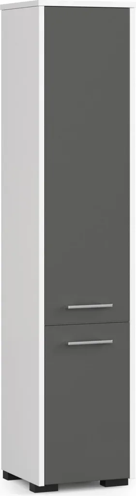 Armoire de Salle de Bain étroite 30 cm Graphite et Blanc avec 2 Portes
