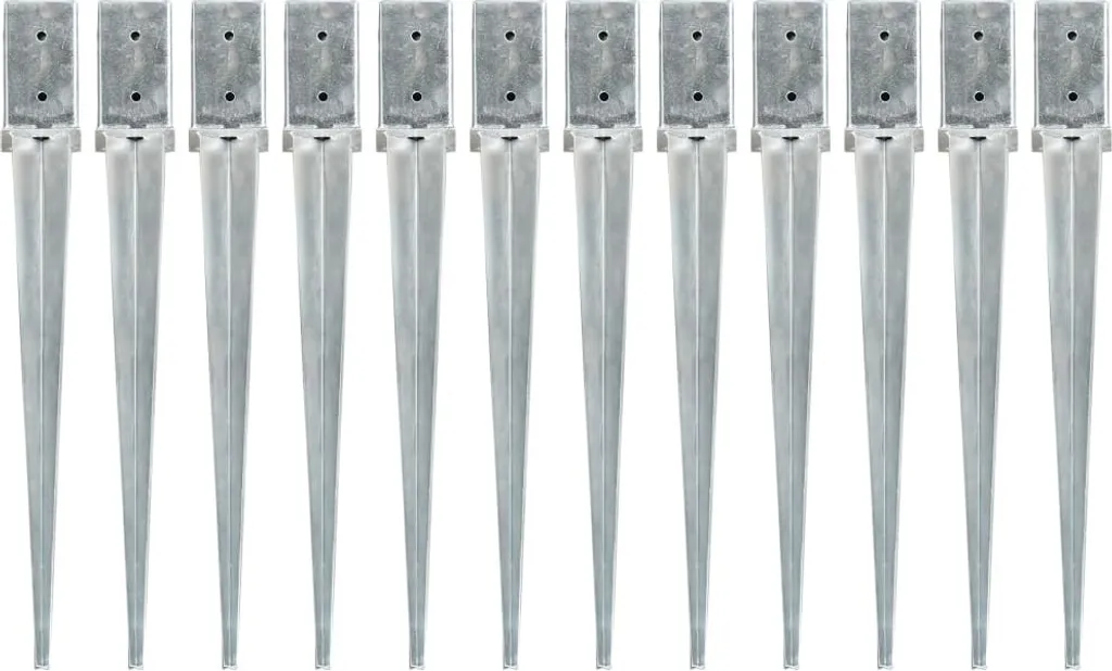 Ancrages de sol pour fixation de clôture et pergola - Acier 12 pièces