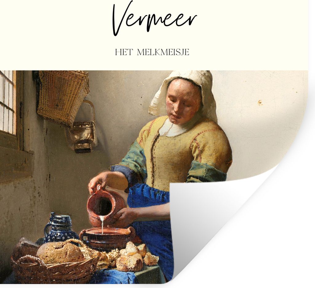 MuchoWow Wandtattoo Wandsticker Wandaufkleber Milchmädchen - Johannes Vermeer - Kunst 50x50 cm Selbstklebend und Repositionierbar - Selbstkleben...