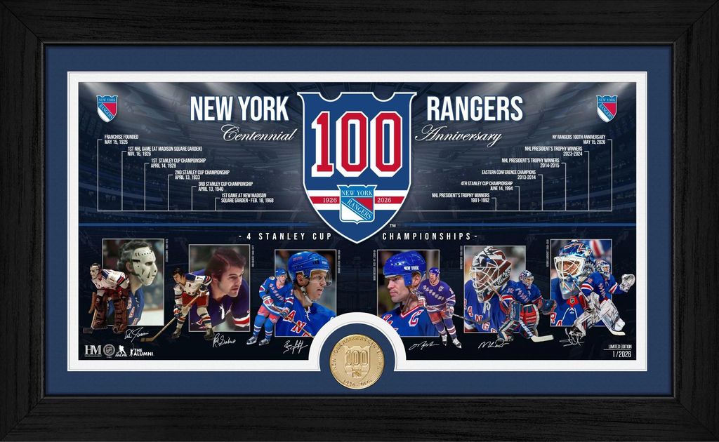 New York Rangers 100th Anniversary Bronze Coin Bild Rahmen