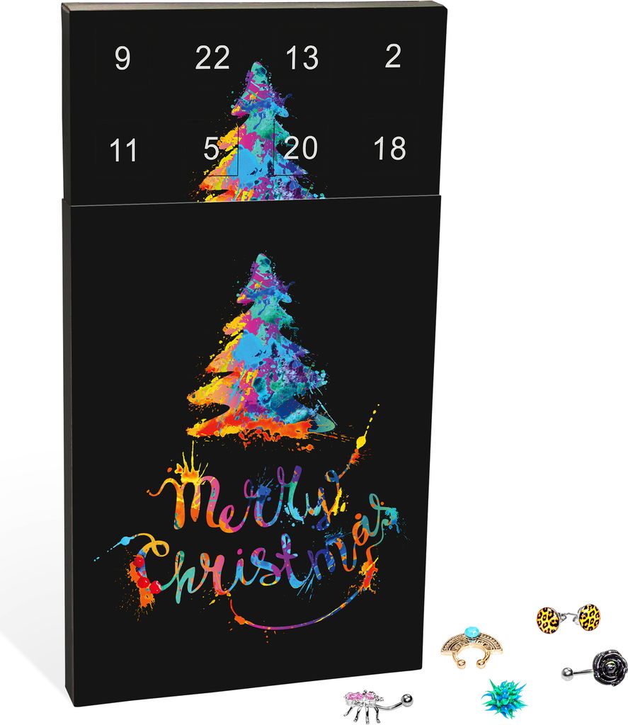 Piercing Adventskalender mit Ohrschmuck, Fake-Septum, Fake Plug, Labret & Barbells