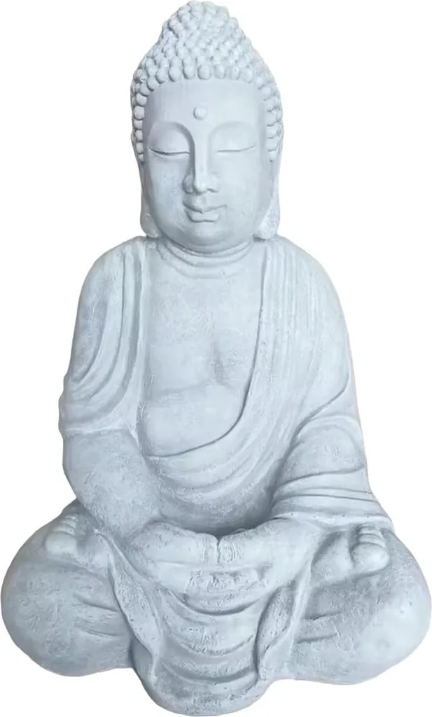 Statue de Bouddha 70 cm en gris pierre résistant aux intempéries Zen