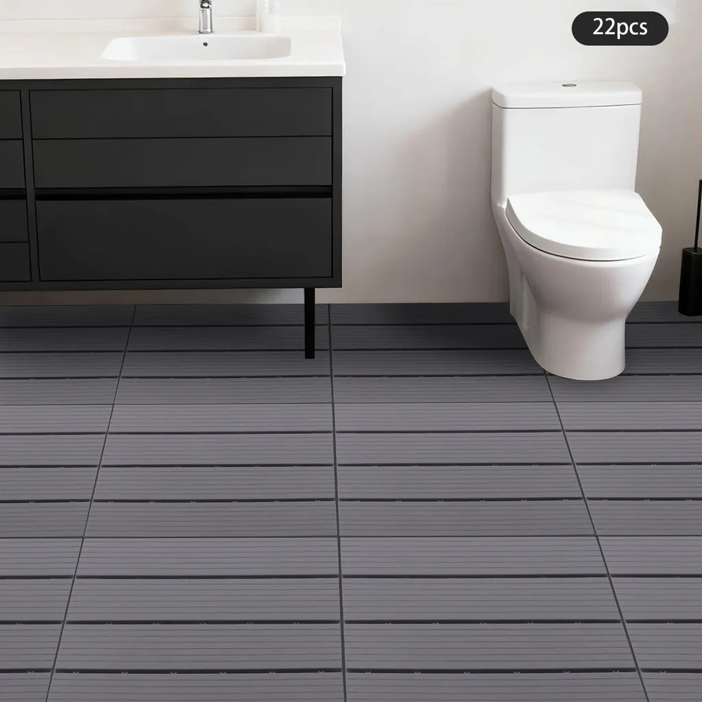 Caillebotis composite clipsable pour balcon et jardin gris clair x22 pièces
