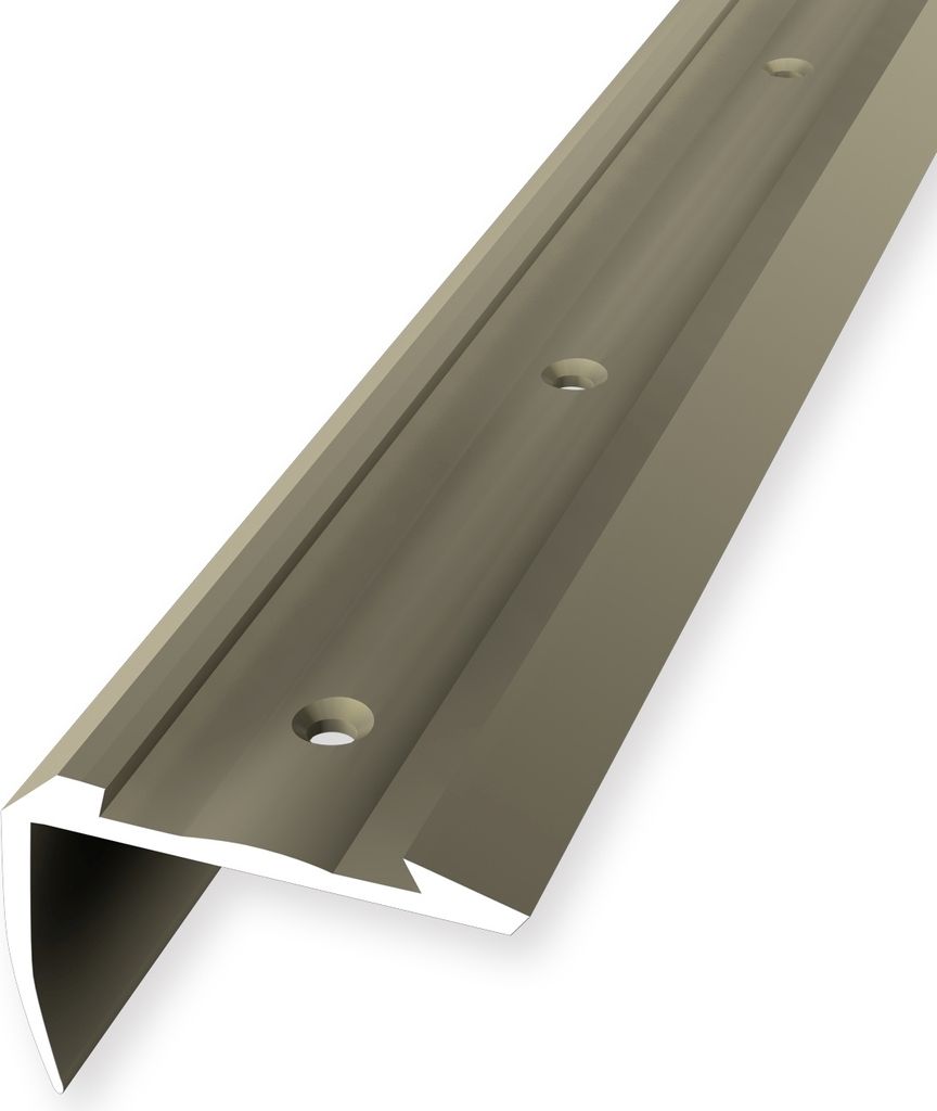 Treppenkantenprofil 32 x 44 x 2500 mm Winkelprofil Einfasshöhe 0 - 2.5 mm Aluminium Geriffelt Versenkt Gebohrt Sand Küberit