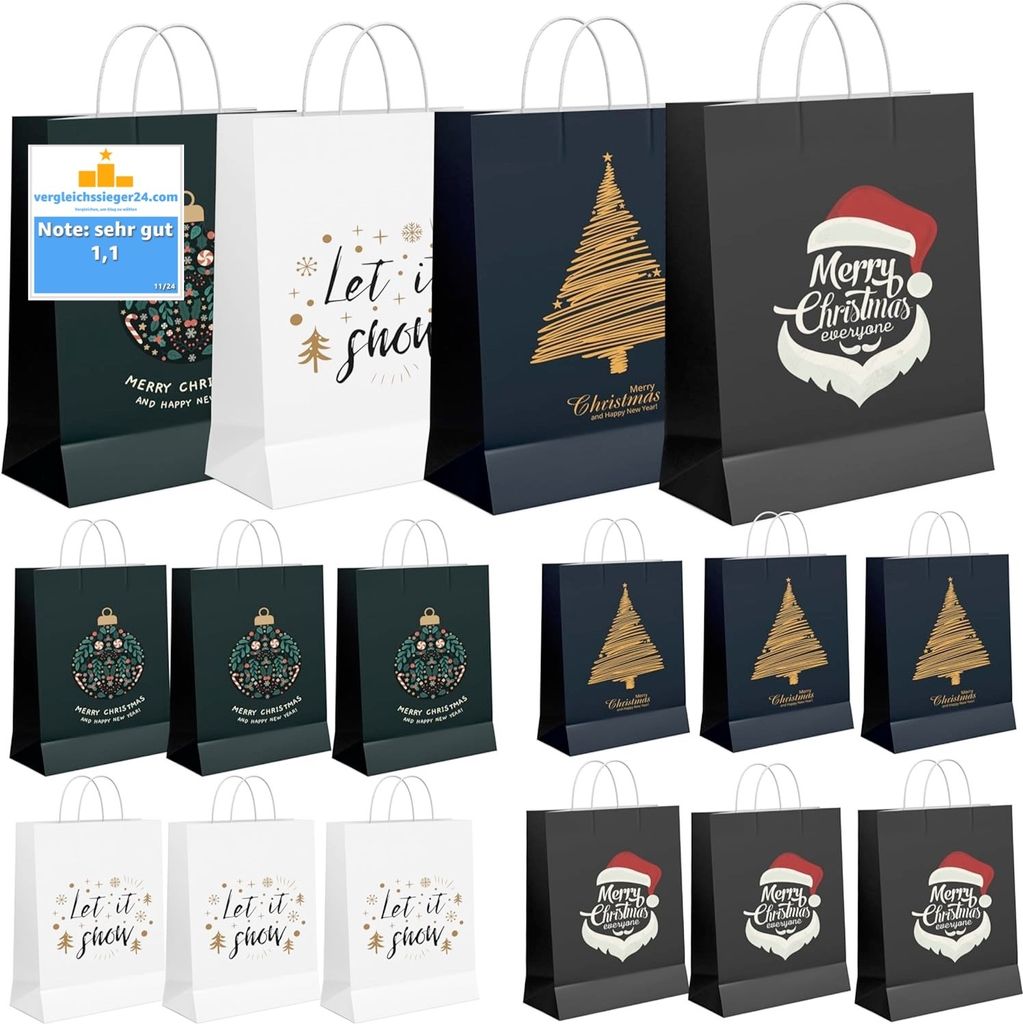 12x XXL Weihnachtstaschen Geschenktüten Geschenktaschen Produktbild 1