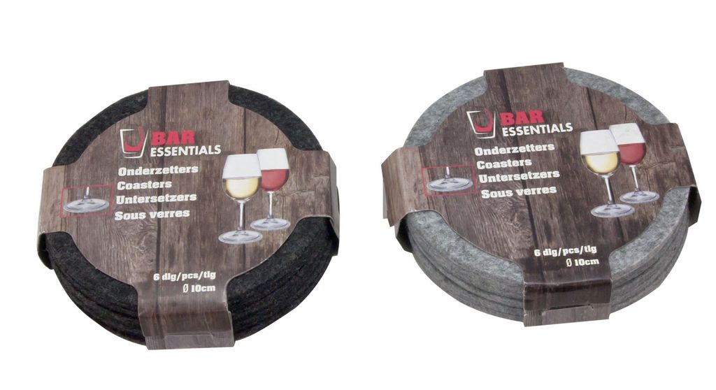 Bar Essentials Untersetzer aus Filz, rund, 10 cm, 6er-Set