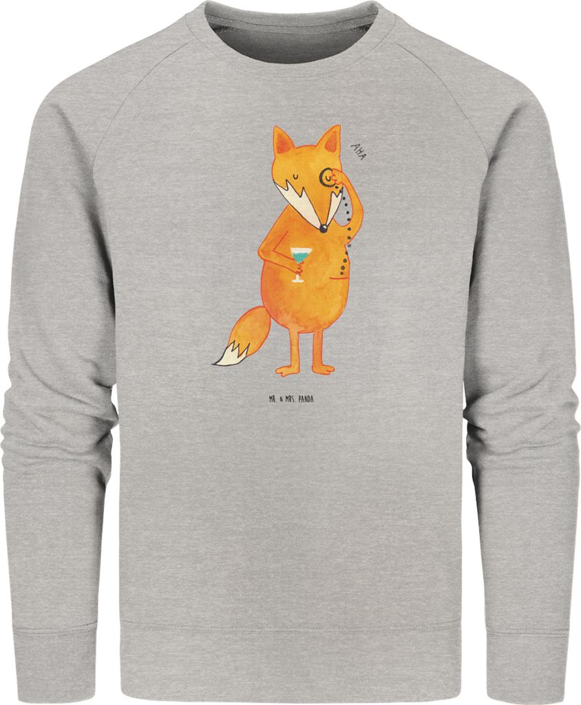 Mr. & Mrs. Panda Bio Baumwoll Pullover Fuchs Lord Größe XL - Heather Grey - Geschenk, Schick, Füchse, Pulli, Sweatshirt, Sweater, Motivation Spr...