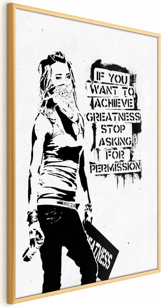 Poster Ragazza con graffiti 60x90 cm con cornice dorata senza margine