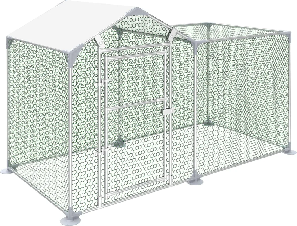 JOIEYOU Enclos pour Lapins 2x1m en Métal avec Protection Solaire et Toit