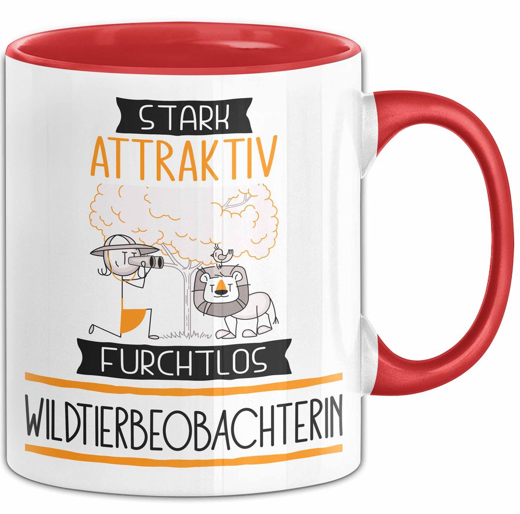 Wildtierbeobachterin Tasse Geschenk Becher Stark Attraktiv Furchtlos Wildtierbeobachterin Lustige Geschenkidee (Rot)