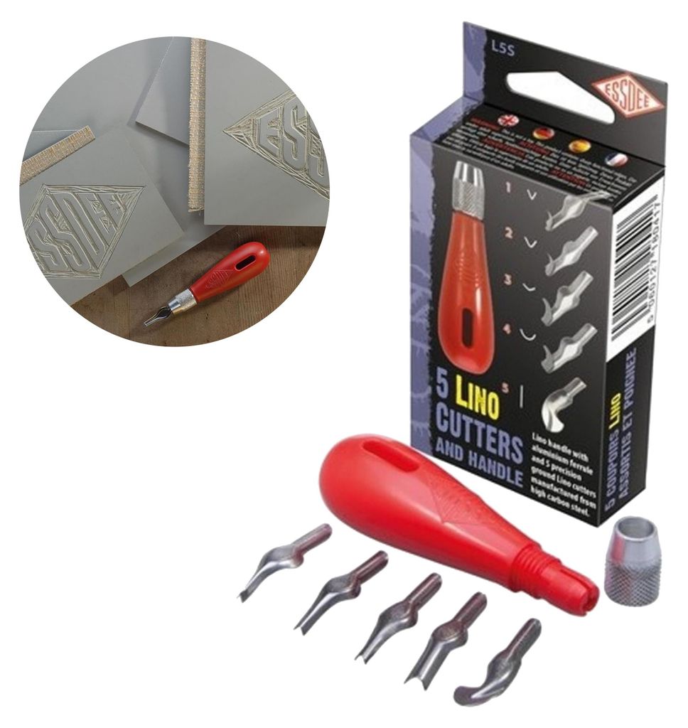5er Set Essdee Linolschnittmeißel mit Halter für Produktbild 