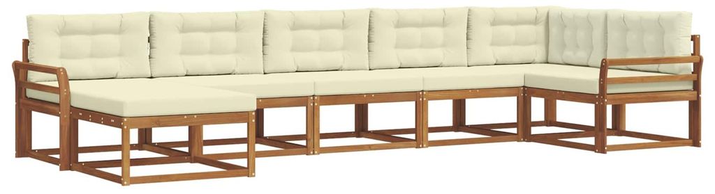 vidaXL Outdoor-Sofagarnitur mit Kissen 7 pcs Natur und Creme