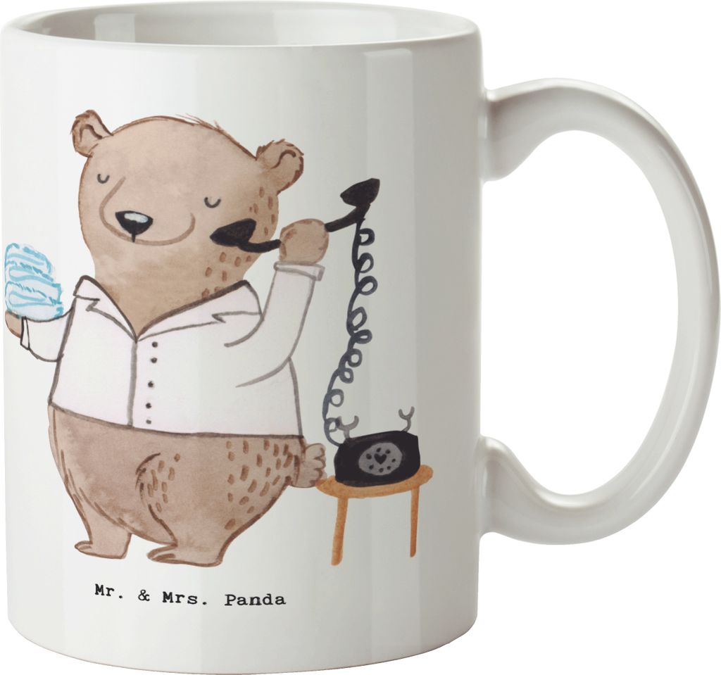 Mr. & Mrs. Panda Tasse Hotelfachmann Herz - Weiß - Geschenk, Kaffeebecher, Trinkbecher, Teetasse, Kaffeetasse, Hotelkaufmann, Pott, Roomservice, H...