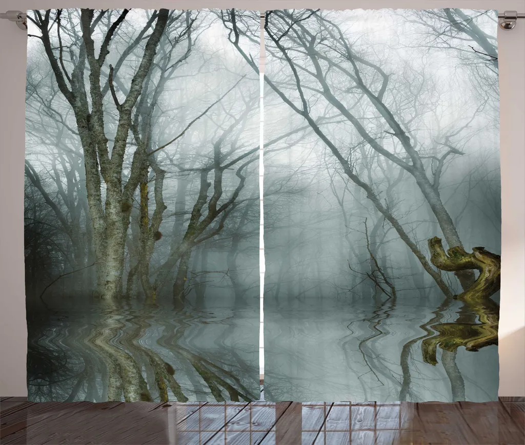 Rideau grand format paysage boisé pour créer un salon chaleureux