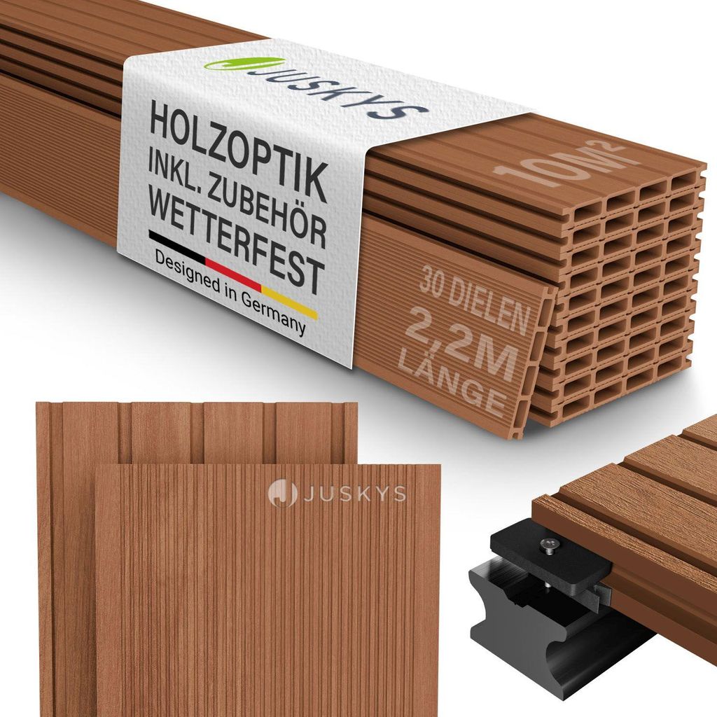 JUSKYS® WPC Terrassendielen 10 m², inkl. Unterkonstruktion Produktbild 