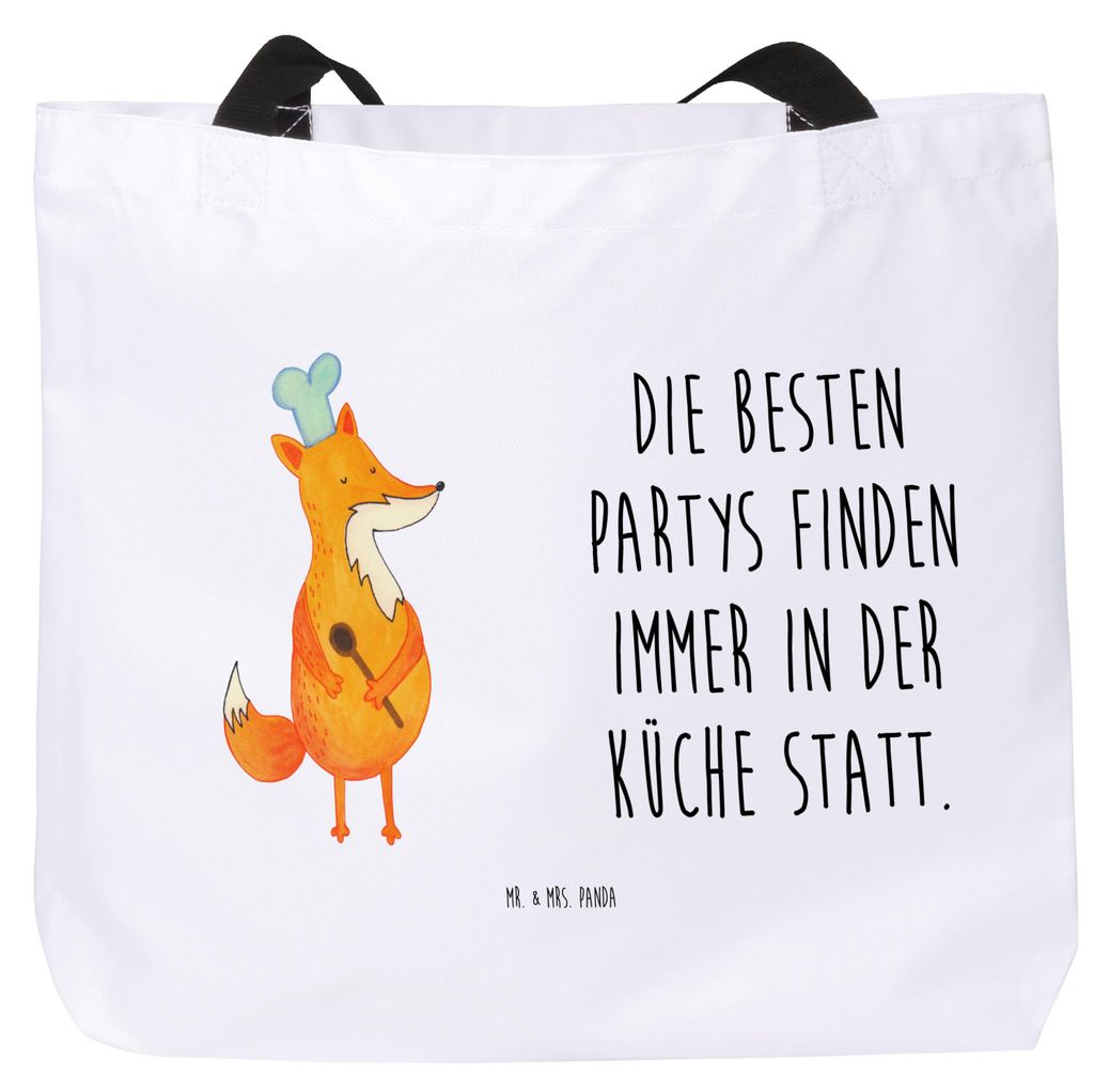 Mr. & Mrs. Panda Reisetasche Fuchs Koch - Weiß - Geschenk, Geburtstag, Tasche, Schultasche, Strandtasche, Hungrig, Tote Bag, Bäcker, Party, Stoff...