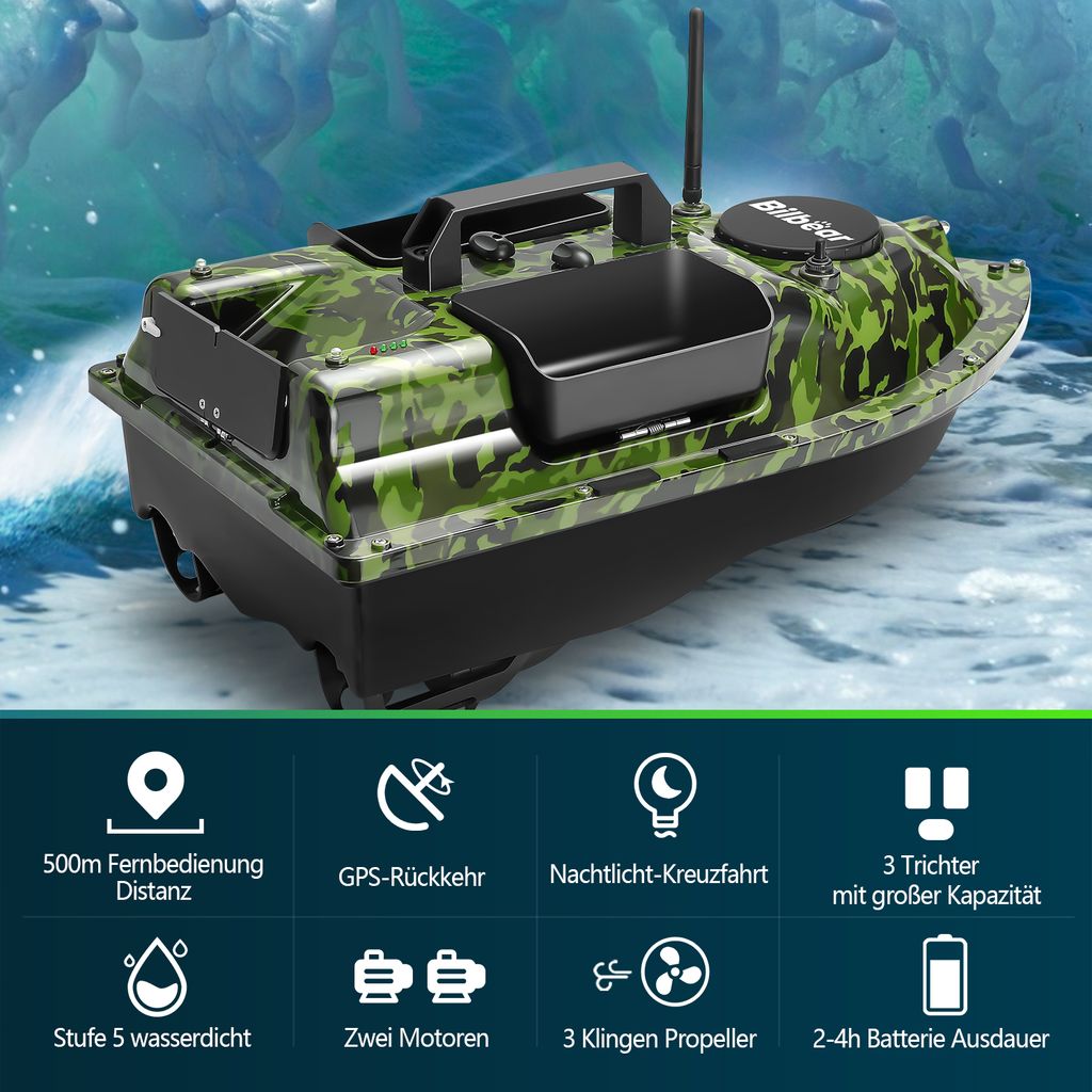 Karpfenangeln GPS Kderboot,Futterboot mit Echolot und