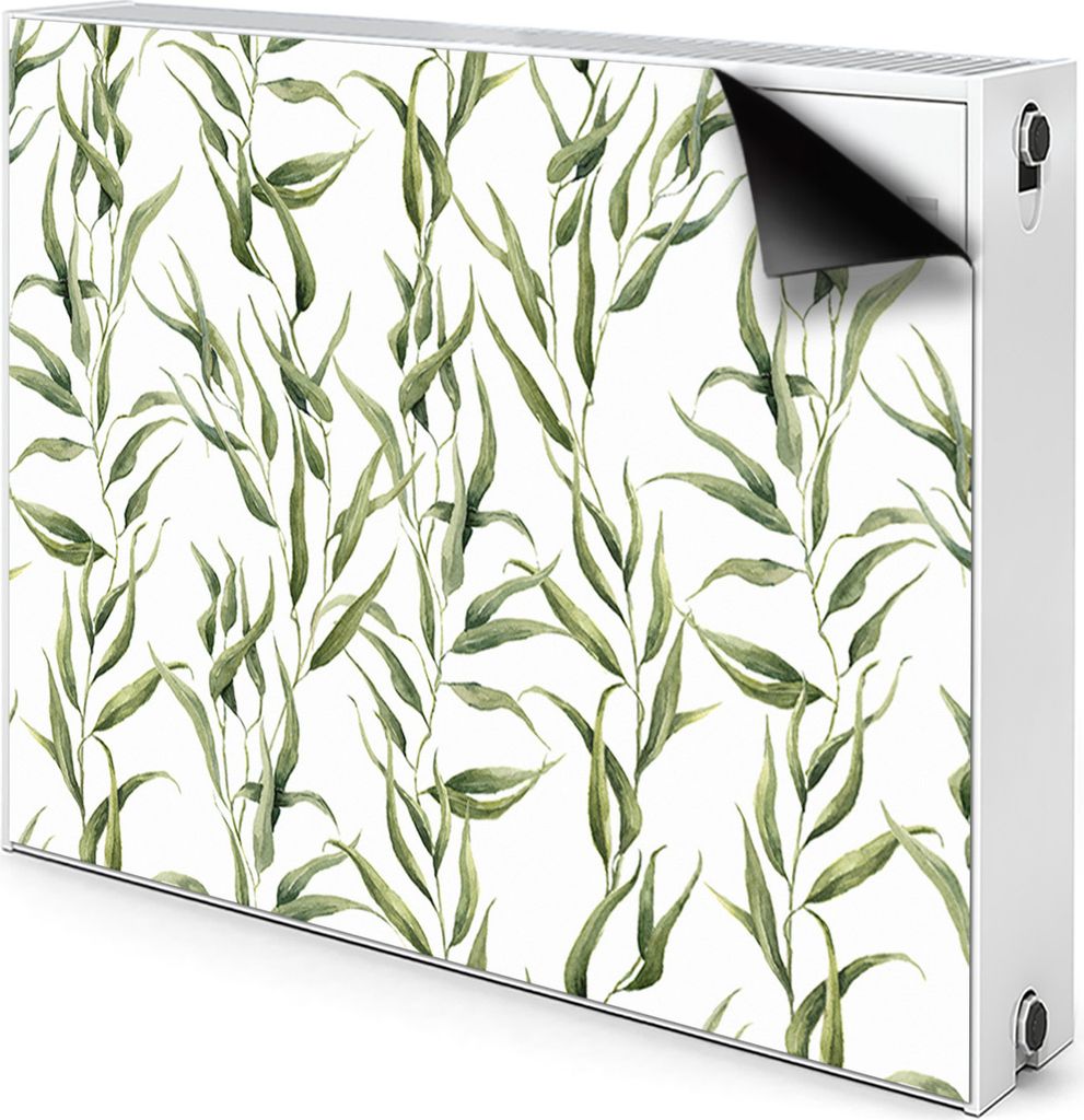 Magnet Heizung Verkleidung Abdeckung Heizung Heizkörperabdeckung 90x60 cm - Blätter, Eukalyptus