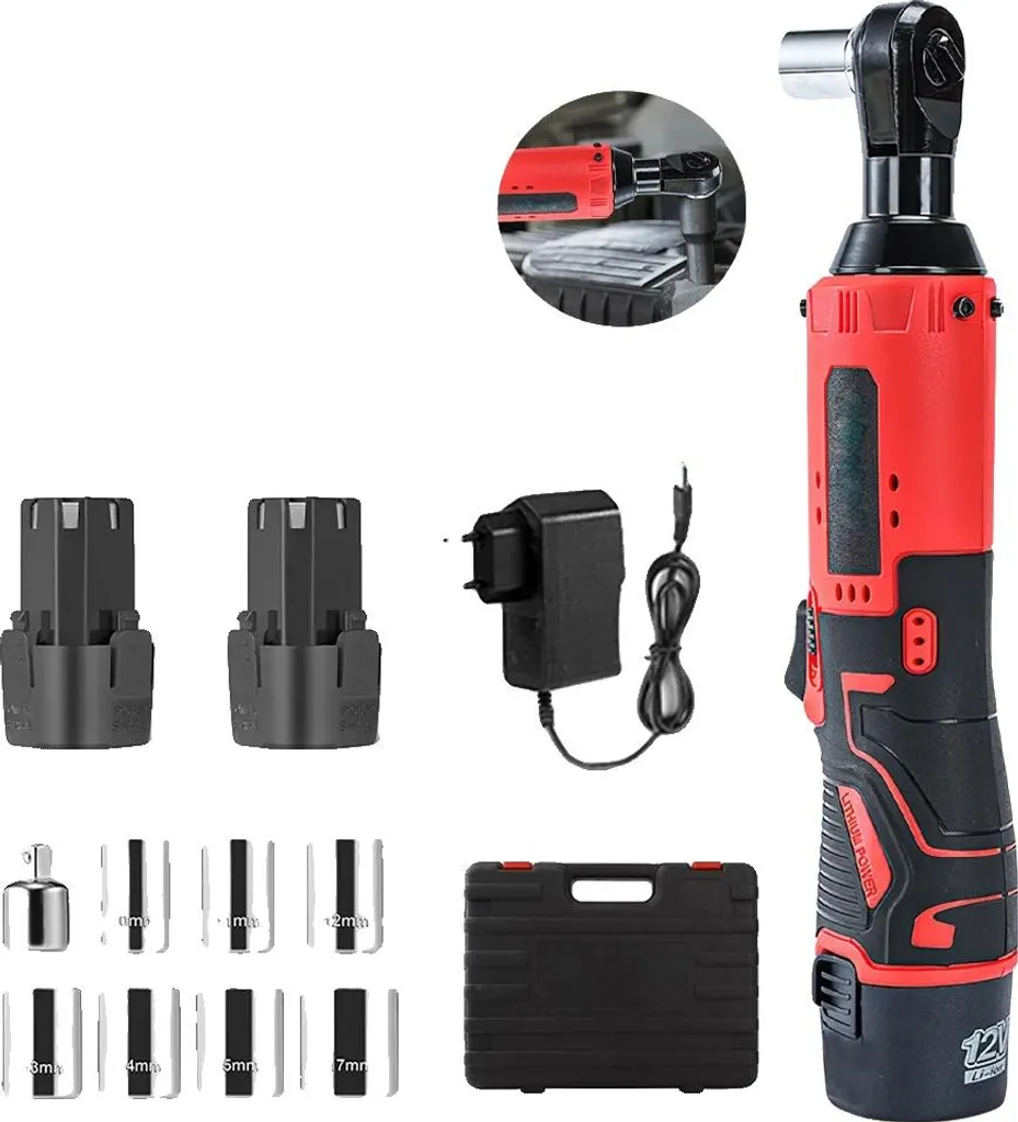 Avvitatore a percussione a batteria, motore da 12 V, set di chiavi a bussola da 7 pezzi, con 2 batterie