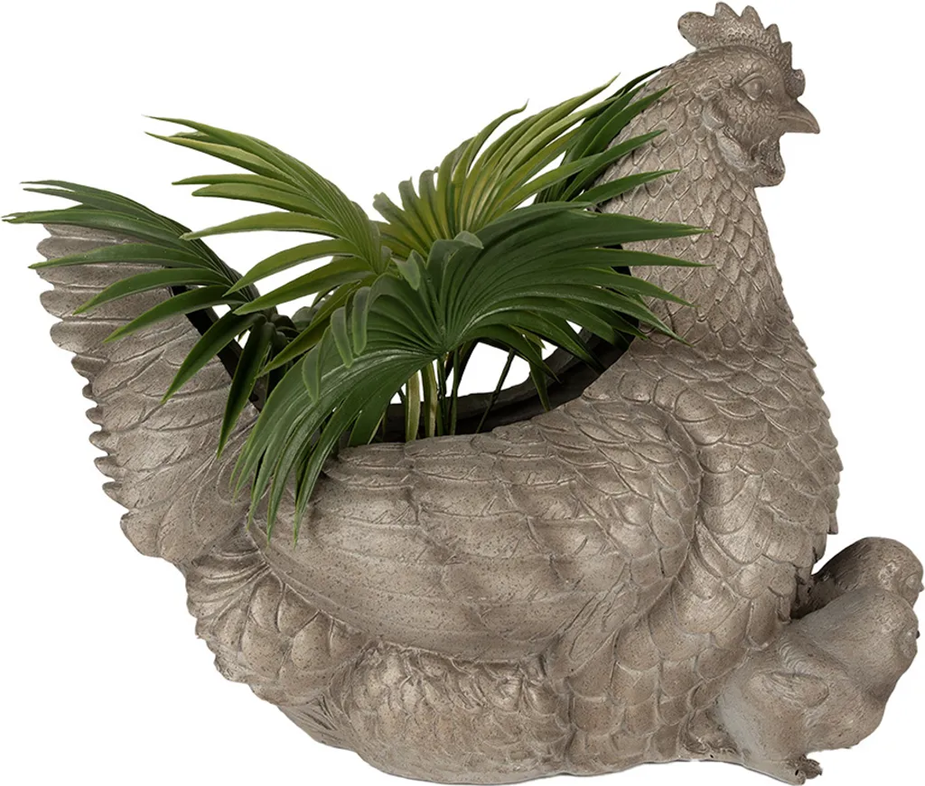 Pot de fleurs poulet léger incassable gris pour extérieur
