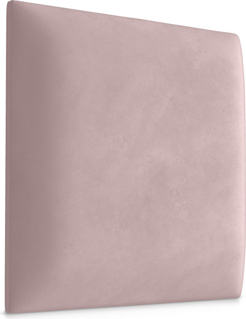 A single upholstered wall panel in a light pink color, shown from a diagonal angle.