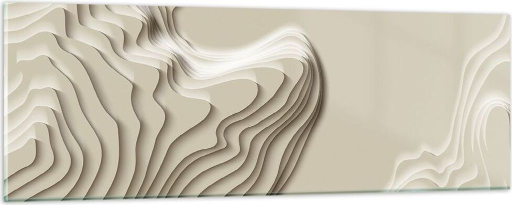 Bilder auf glas - Einteilig - Dreidimensional cremig strukturell - 90x30cm - Glasbilder - Wandbilder - Bilder - Wanddekoration aus Glas - Glas Bild...