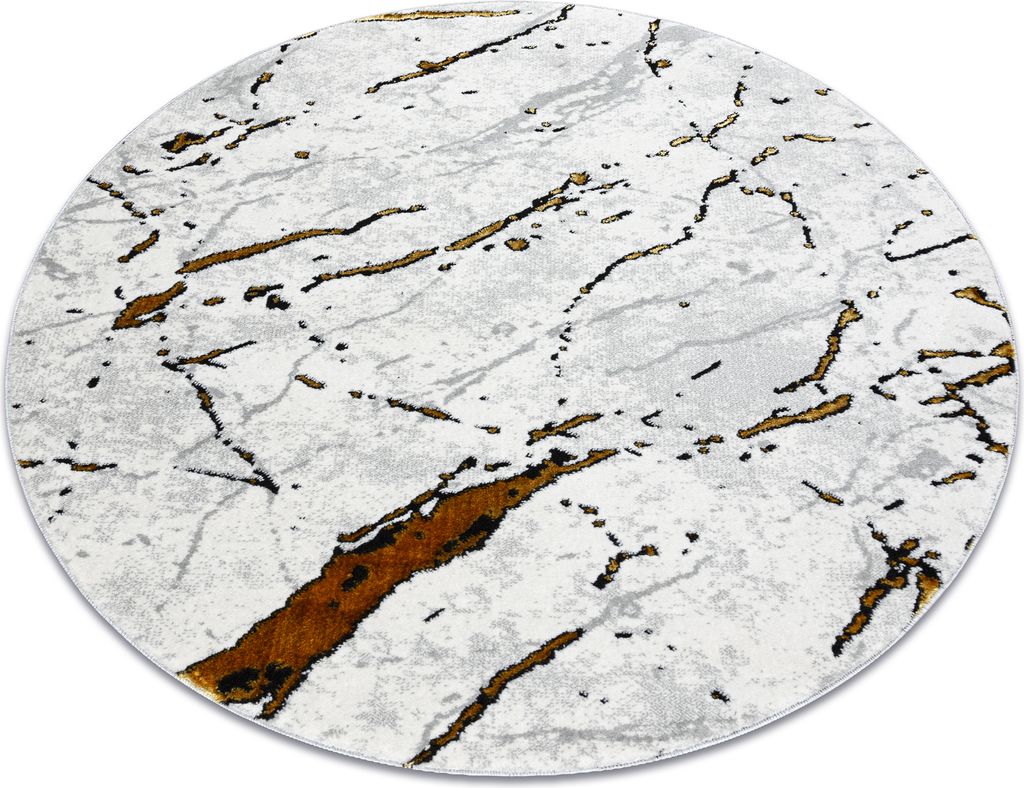 Teppich ALLURE 1963 Kreis Marmor - Strukturell, stilvoll, glamourös weiß / gold Weiß rund 120 cm
