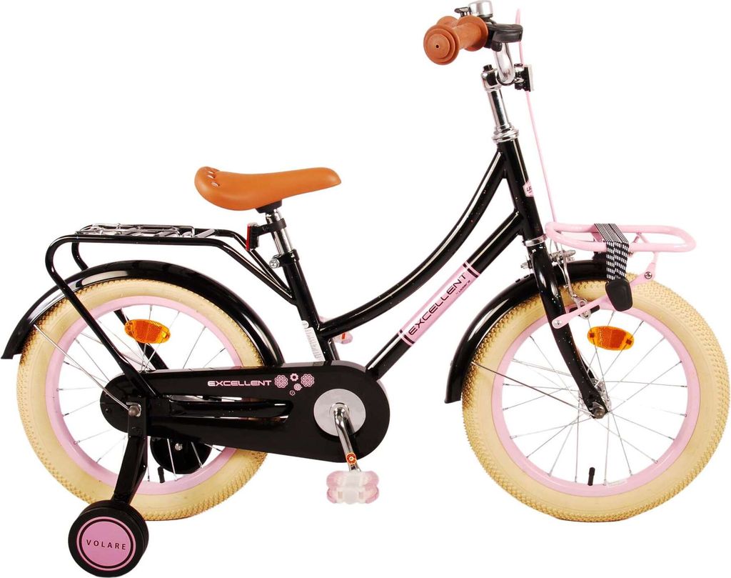 Volare Excellent Kinderfahrrad - Mädchen - 16 Zoll - Schwarz - 95 % zusammengebaut