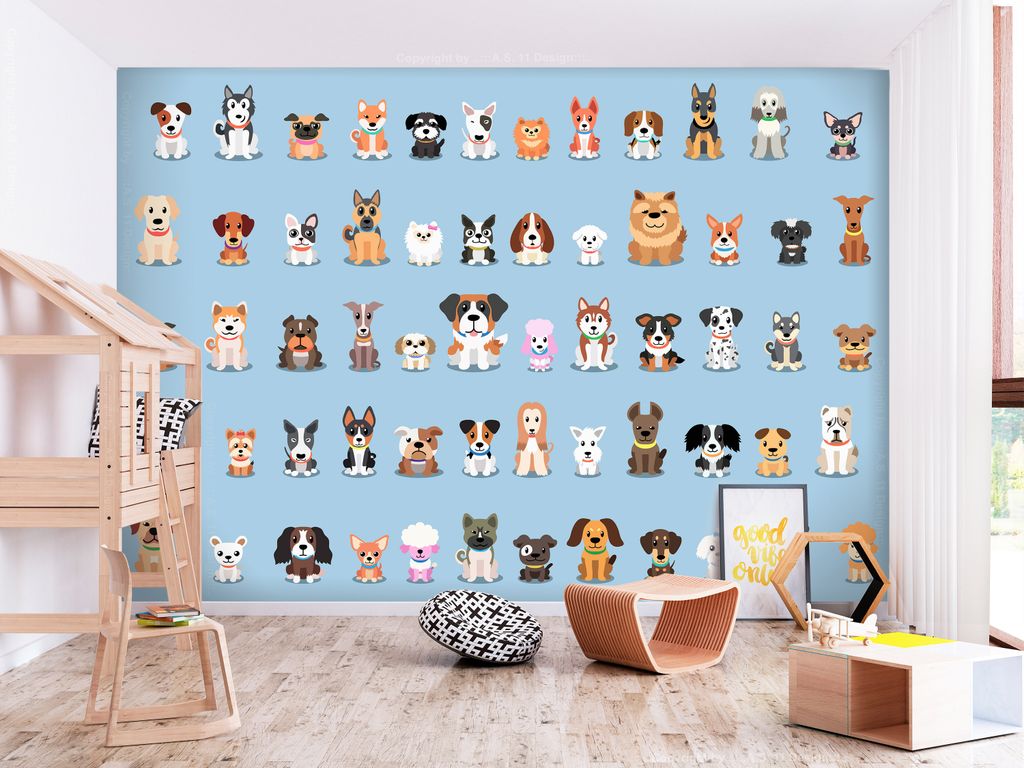 Vlies Fototapete Tiere Kinderzimmer 350x256 cm Tapeten Wandtapete XXL Katze Hund Haustiere Puppy g-C-0297-a-a
