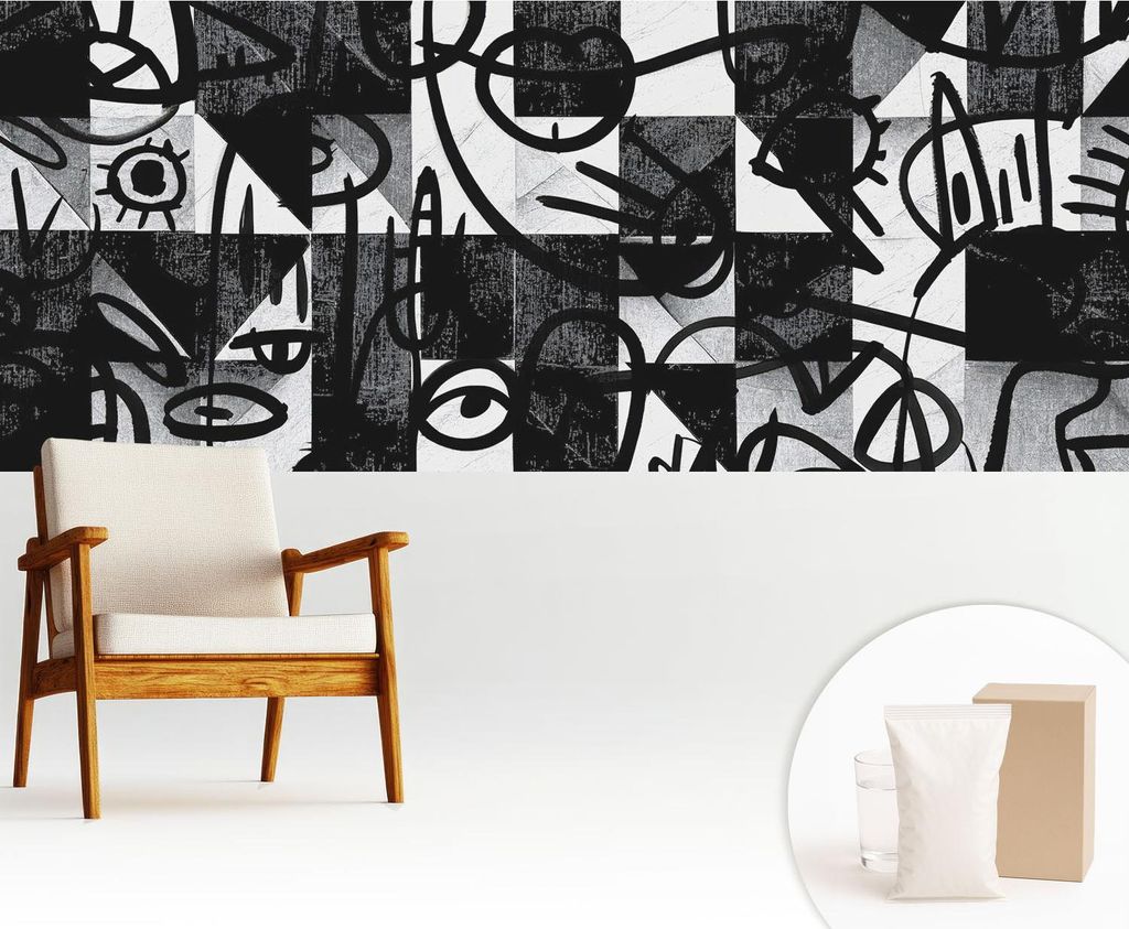 Fototapete - 250x104 cm - Tapete - Wandtapete - Wandbilder - Dekofolie - Tapete Folie - Wand - Dekoration - Wohnzimmer - Chaos zeichnen