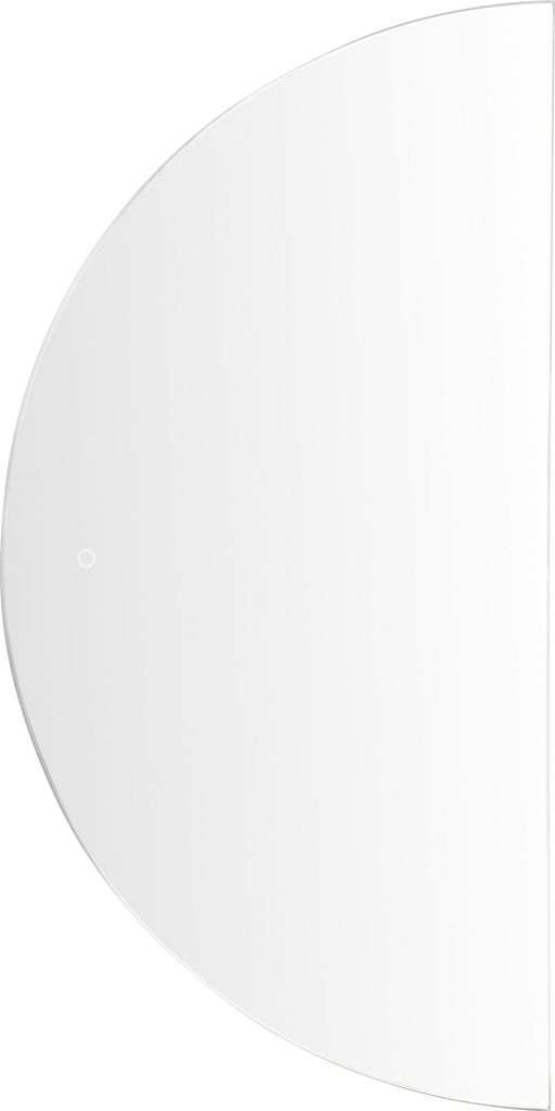 A semi-circular mirror with a white background.
