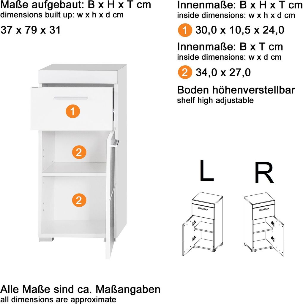 trendteam Bad Stauraumelement Amanda Weiß Melamin/Weiß Produktbild 5