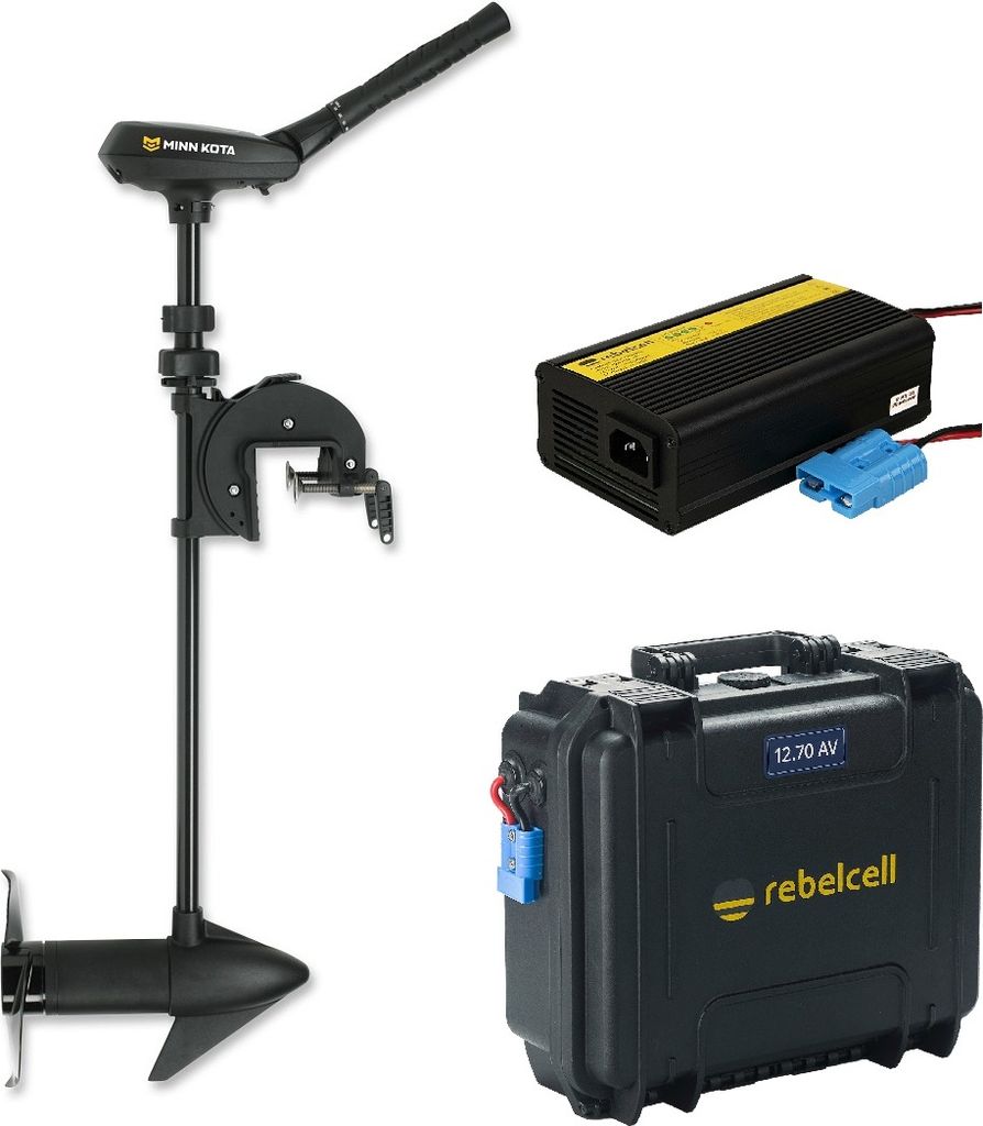MINN KOTA TRAXXIS 55 Elektro-Außenborder mit Akku und Ladegerät : 106cm mit Akku 70AH & 10A Ladegerät
