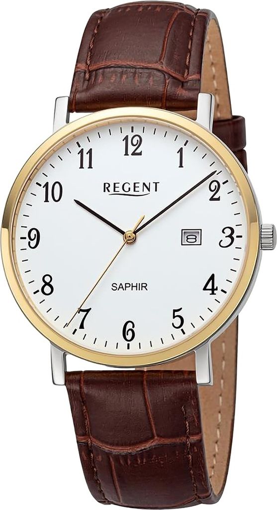 Regent Leder Herren Uhr Armbanduhr Quarz braun Lederarmband D2URF1424