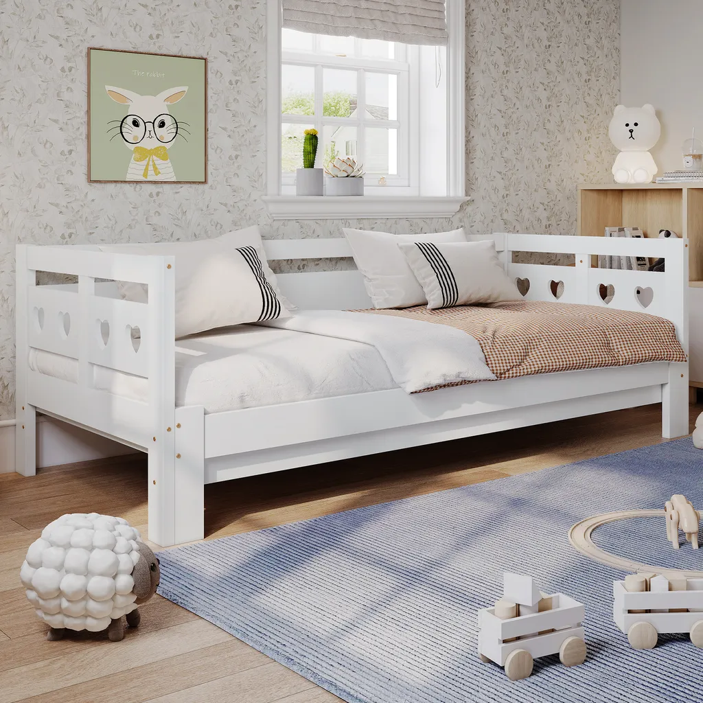 Lit d'appoint extensible blanc 90x190 cm idéal pour chambre d'amis - 3