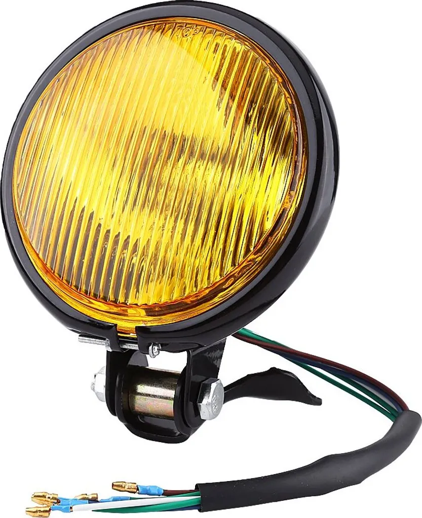 Faro Moto Giallo Cafe Racer Nero | Illuminazione Metallo Modificato