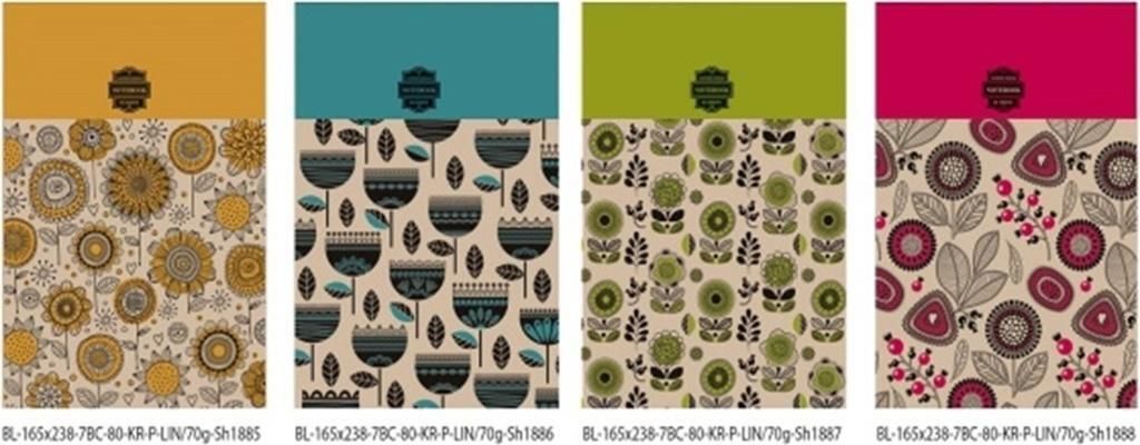 Dekoratives Notizbuch 165 x 238 mm, 80 Seiten, liniert, verschiedene Designs