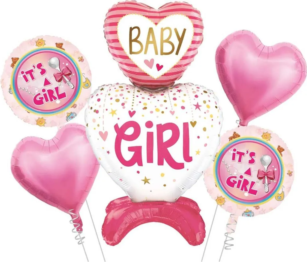BABY Girl SHOWER Set di palloncini in foil, 5 pezzi.