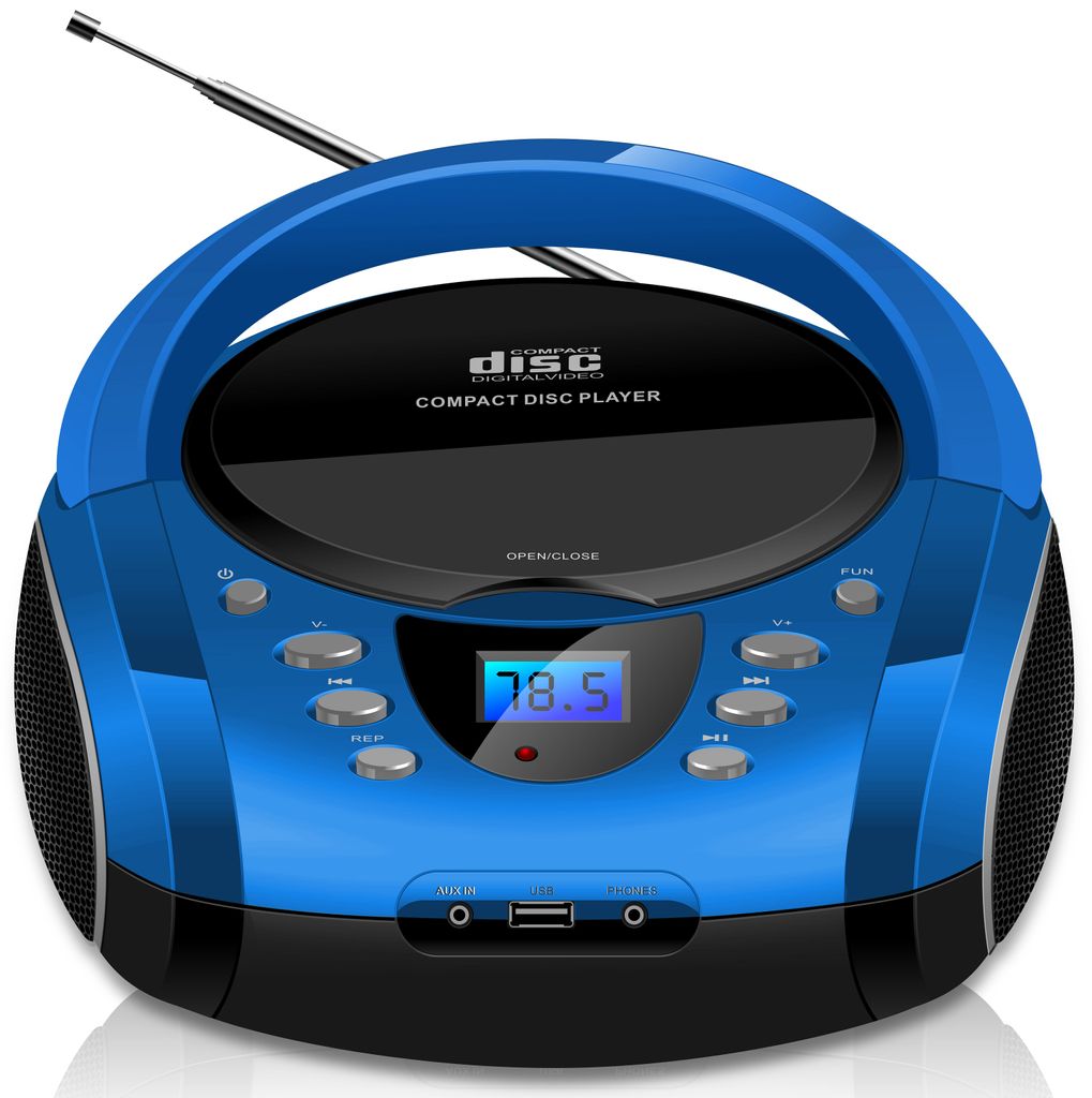 MP3 CD-Player Midianlage Musik Kinder AUX FM-Radio LCD-Display Kopfhörer schwarz 